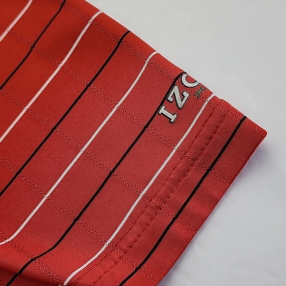 ⭐️3/ $30⭐️ Izod XFG Men's Golf Shirt Cool FX Red Grey & Black Pin Stripes Sz M - Picture 5 of 10